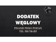 ​Dodatek węglowy, wzór pisma, tel. 504-746-203. Biuro pi...